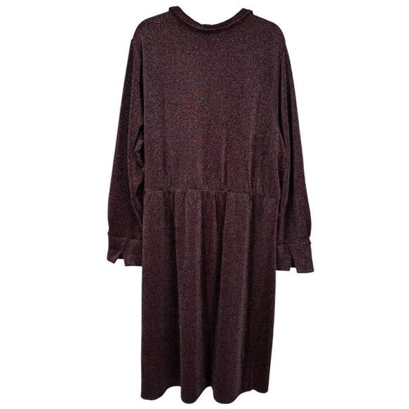 Lane Bryant Lurex Faux-Wrap Collar Midi Dress Deep Cranberry Size 30/32 NWT - Picture 9 of 11